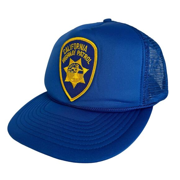 Mohrs California Highway Patrol Trucker Snapback Hat Blue Gold Retro Rope Brim - Picture 1 of 11